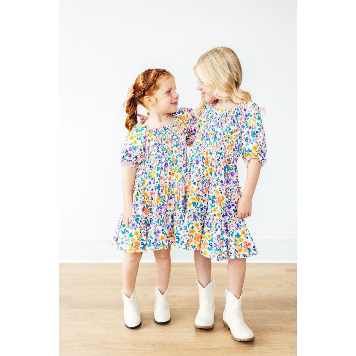 Garden Groove Smocked Ruffle Dress