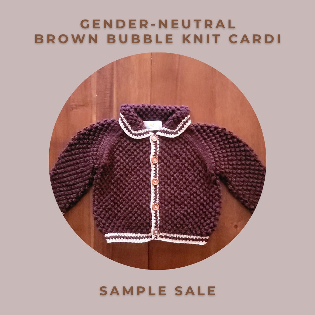 Gender-Neutral Brown Bubble Knit Cardi