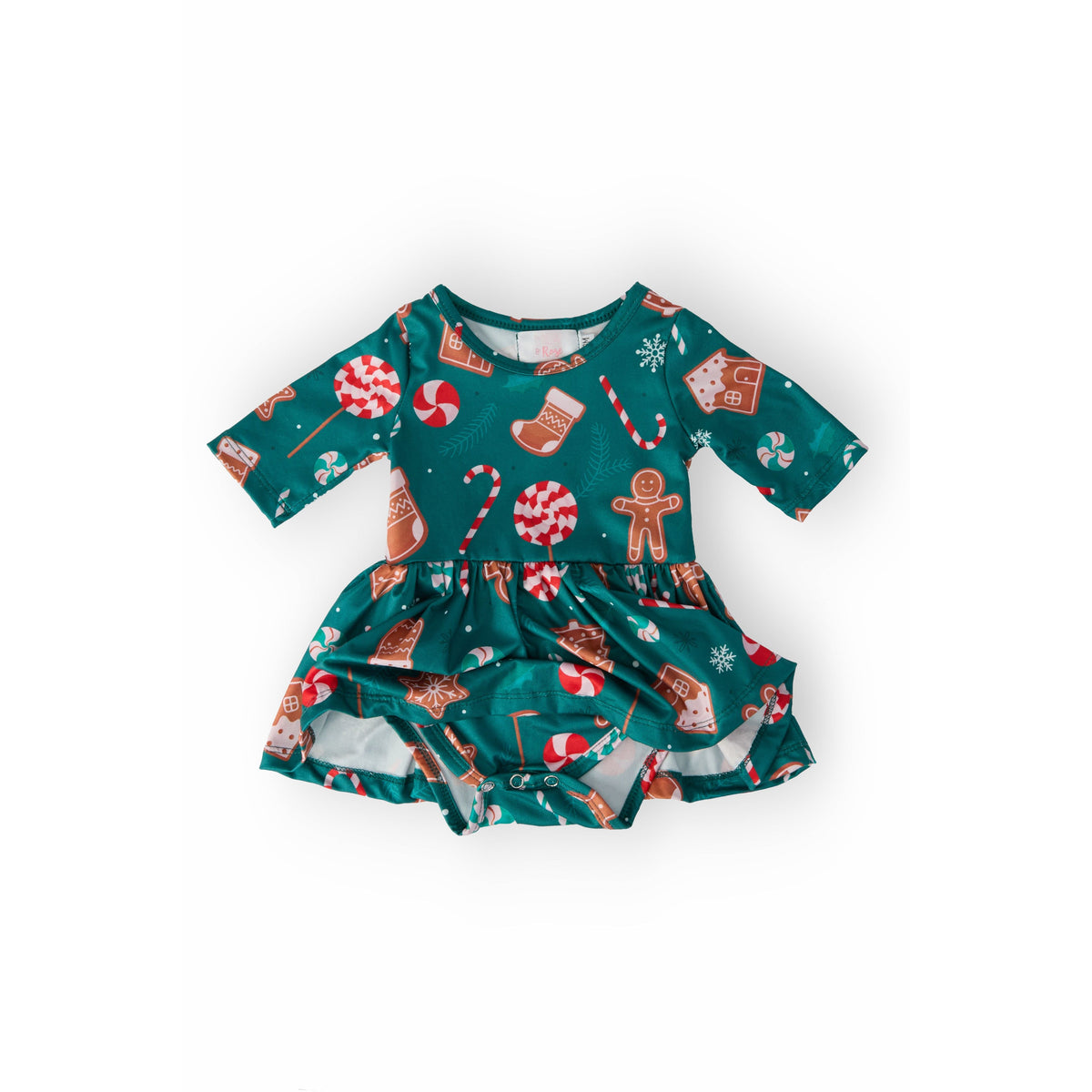 Gingerbread House 3/4 Sleeve Twirl Bodysuit