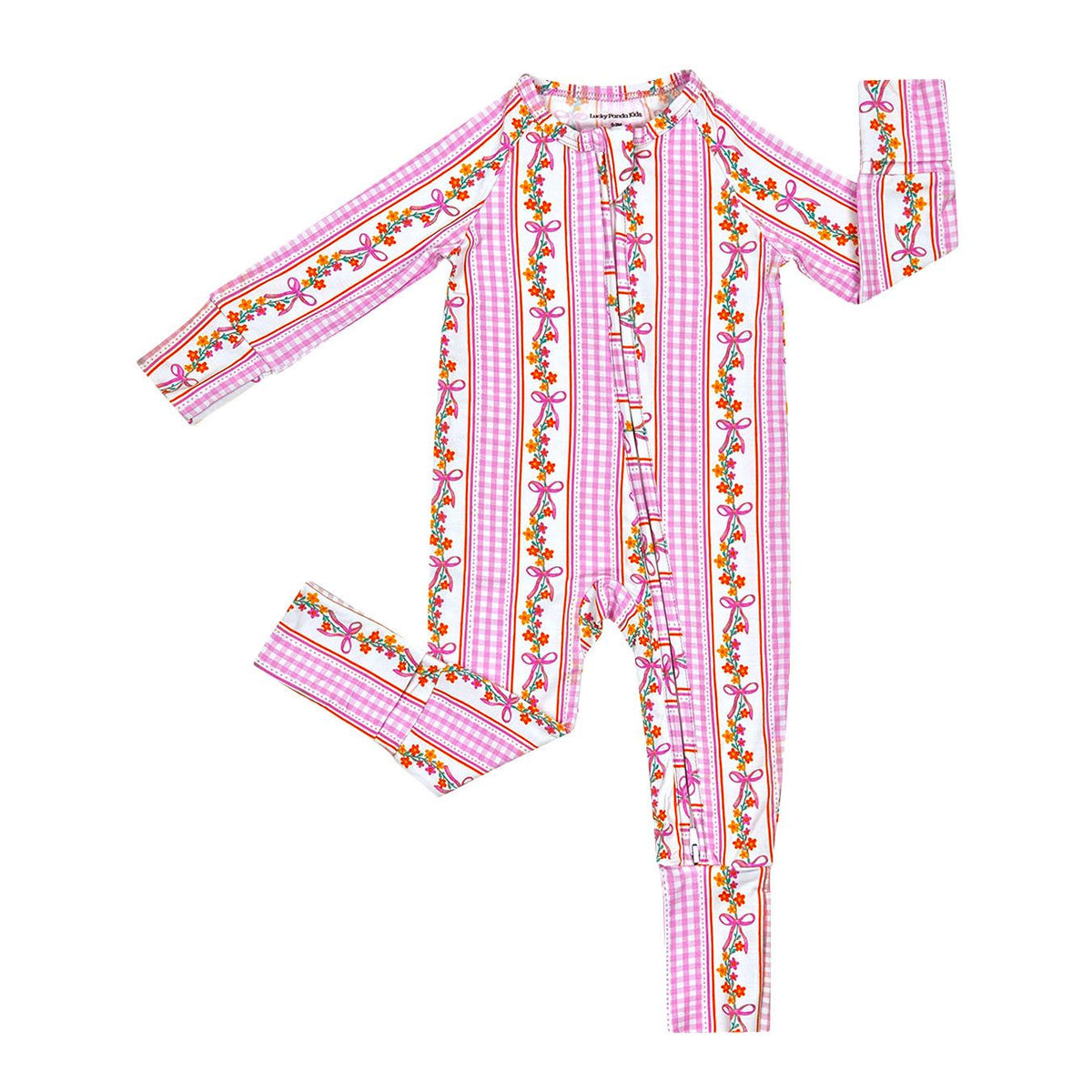 Bamboo Zip Romper | Gingham & Flowers