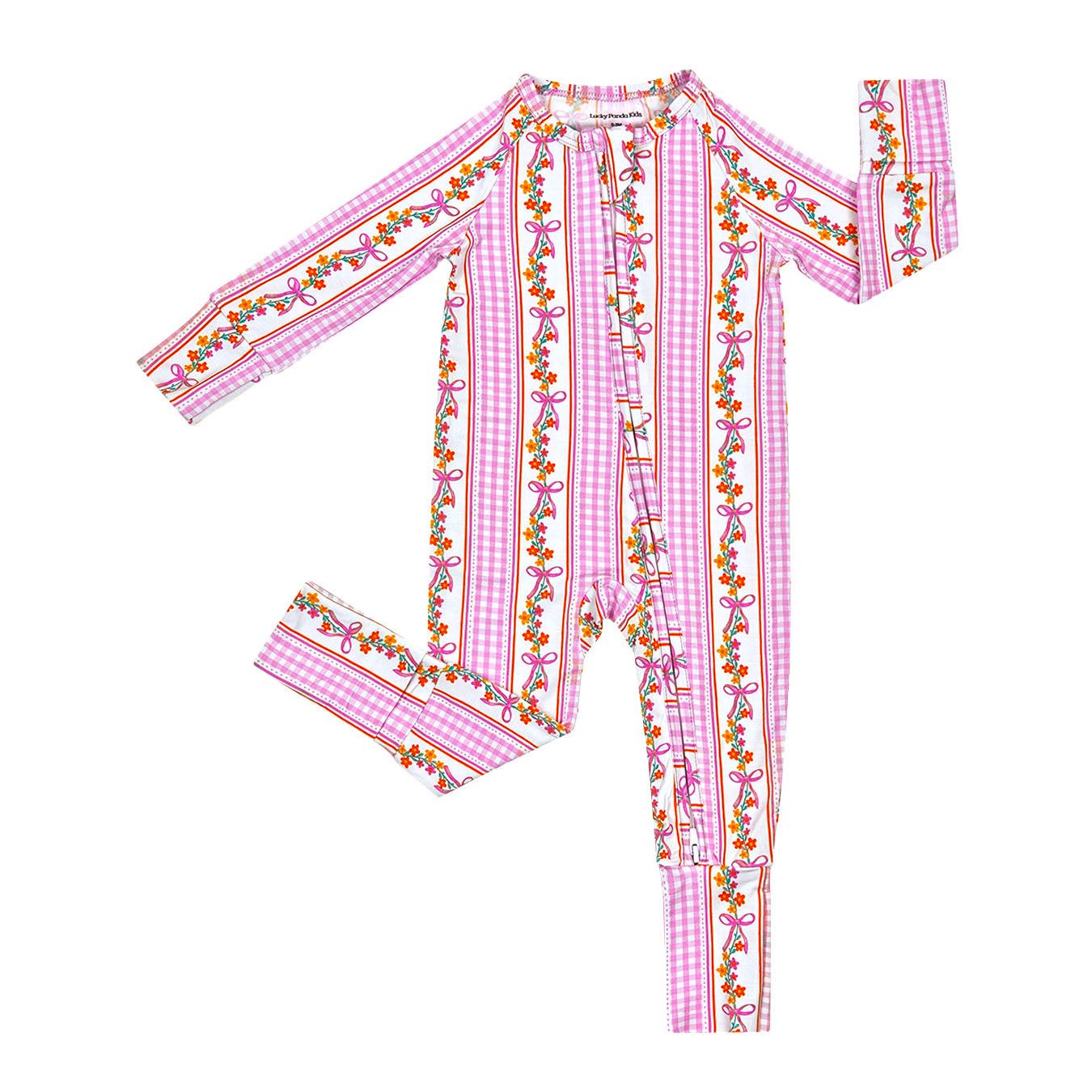 Bamboo Zip Romper | Gingham & Flowers
