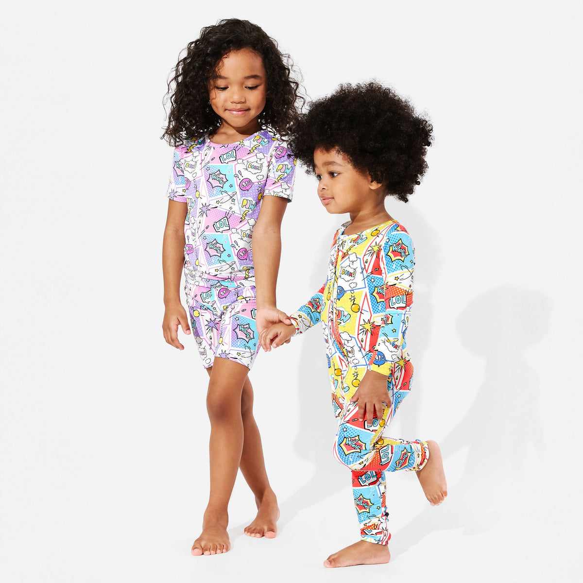 Comic Purple Bamboo Kids Pajama Short Set