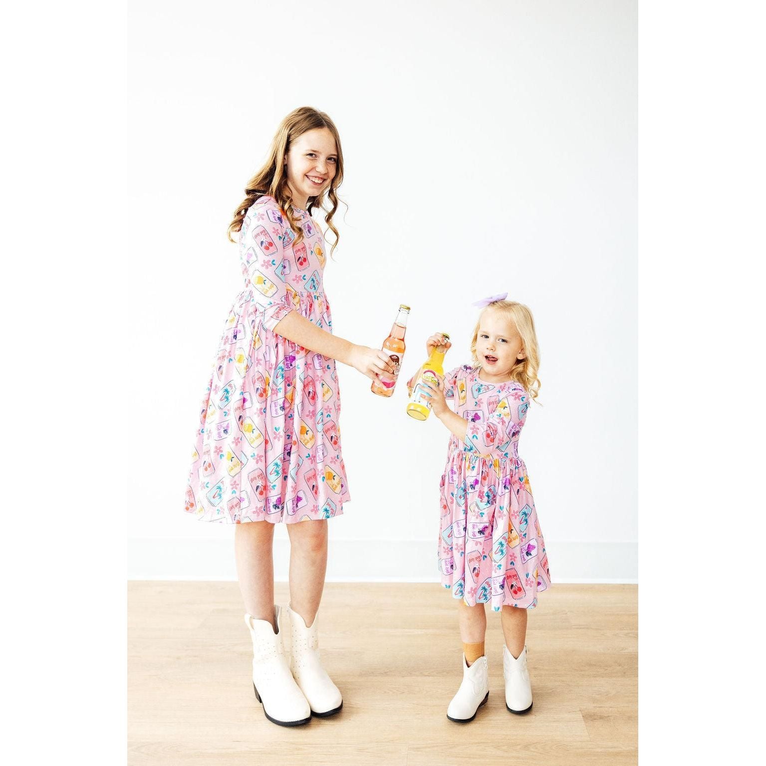 Girly Pop 3/4 Sleeve Pocket Twirl Dress