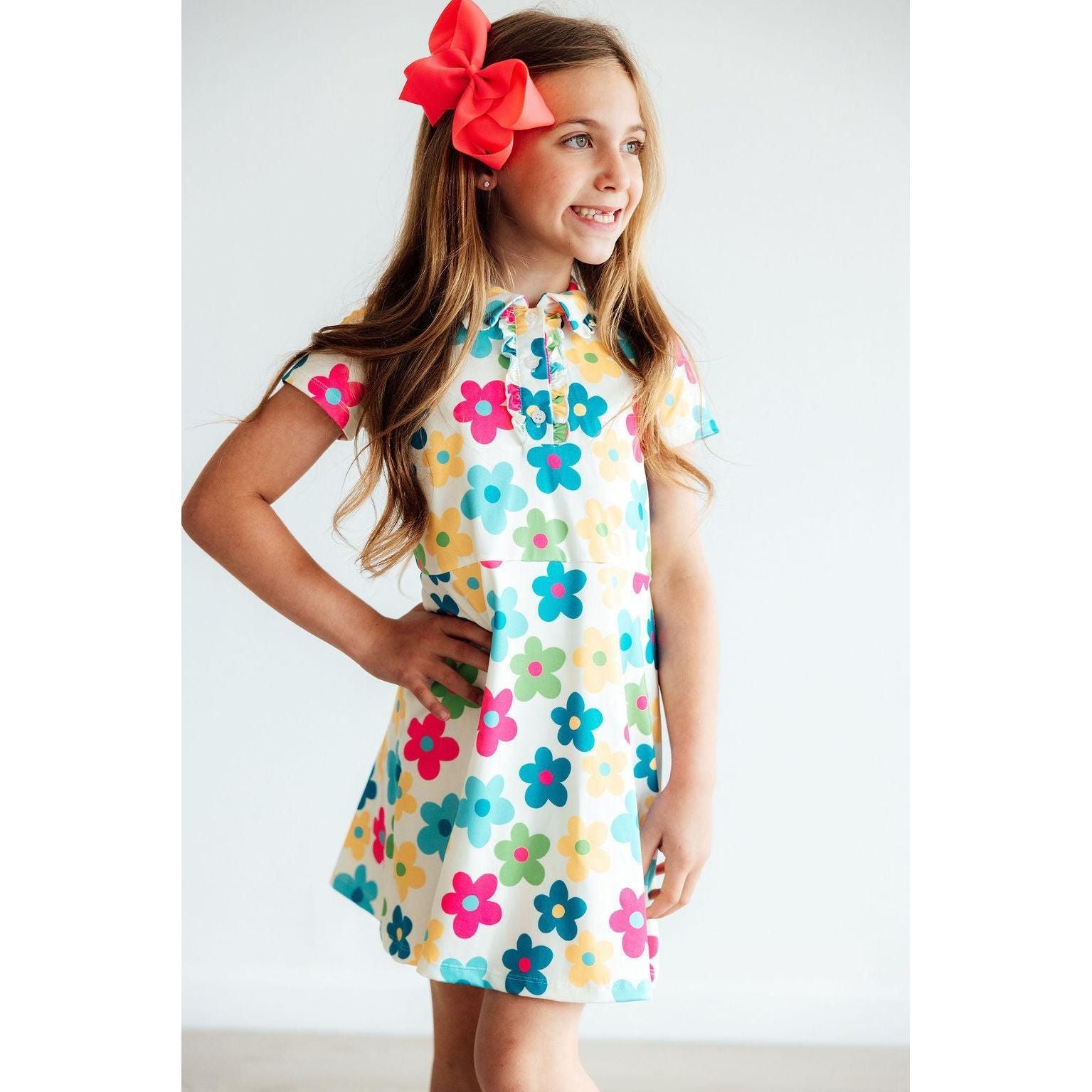 Groovy Blooms S/S Polo Dress