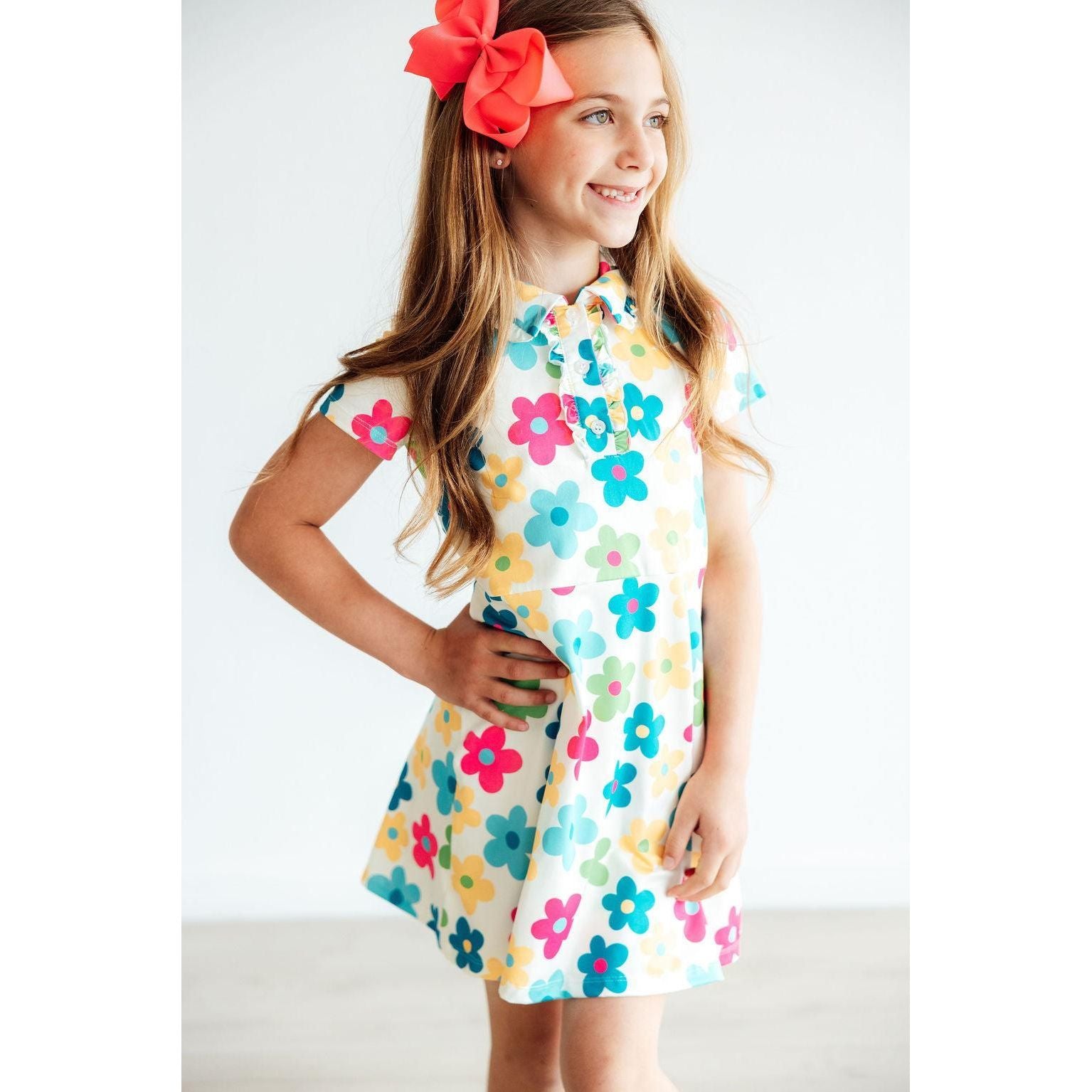 Groovy Blooms S/S Polo Dress