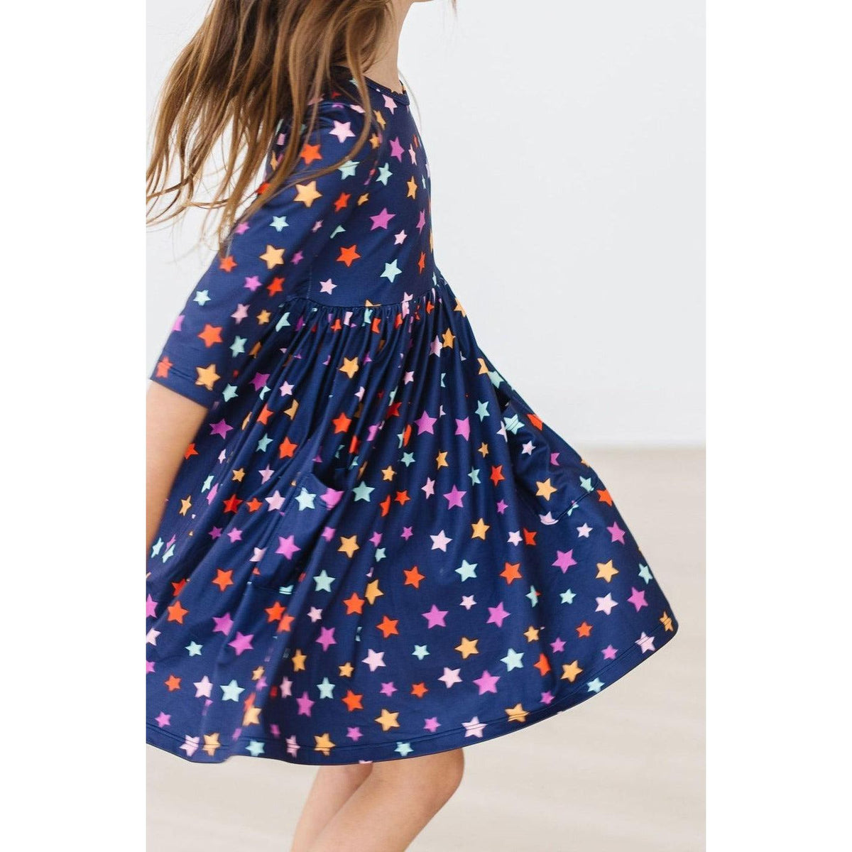 Halloween Stars 3/4 Sleeve Pocket Twirl Dress