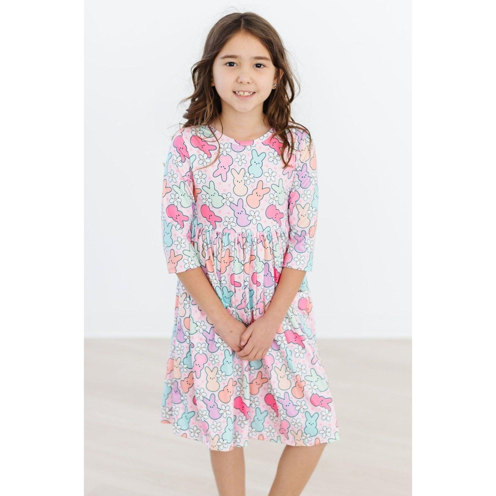 Hangin with my Peeps 3/4 Sleeve Pocket Twirl Dress