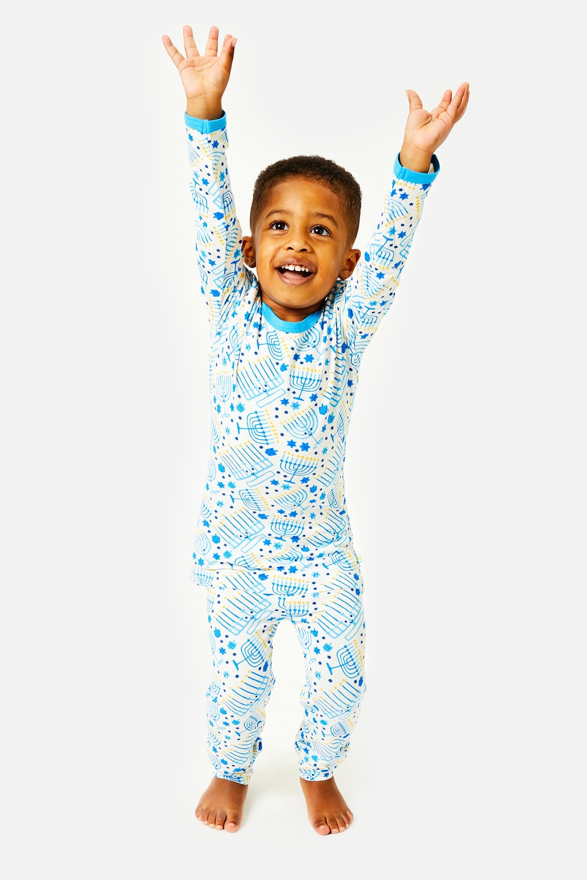 Long Sleeve Pajama Set - Menorahs