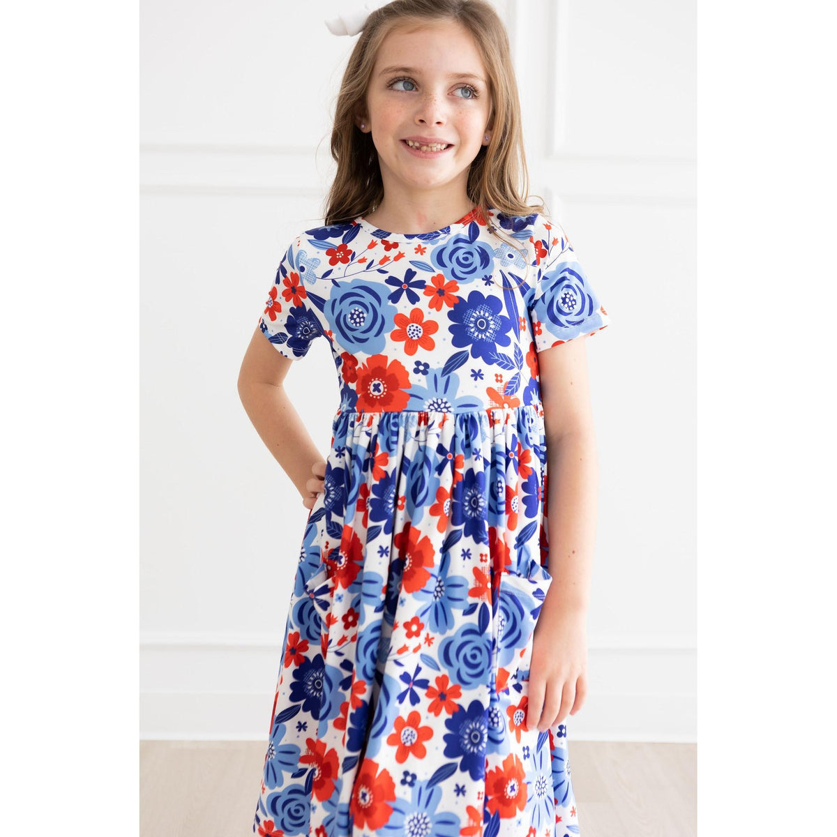Happy 4th Floral Floral S/S Pocket Twirl Dress