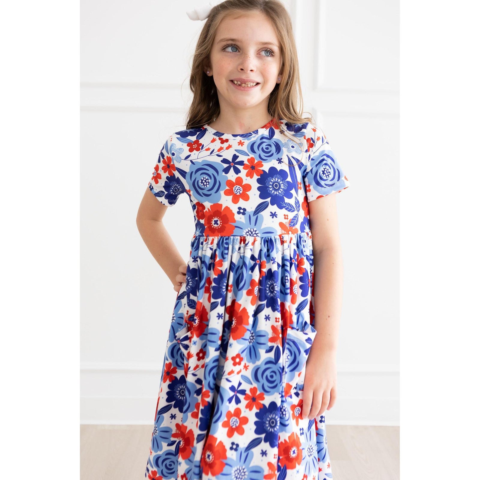 Happy 4th Floral Floral S/S Pocket Twirl Dress