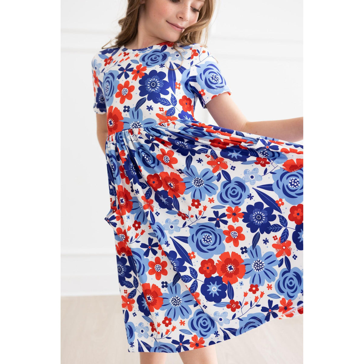 Happy 4th Floral Floral S/S Pocket Twirl Dress