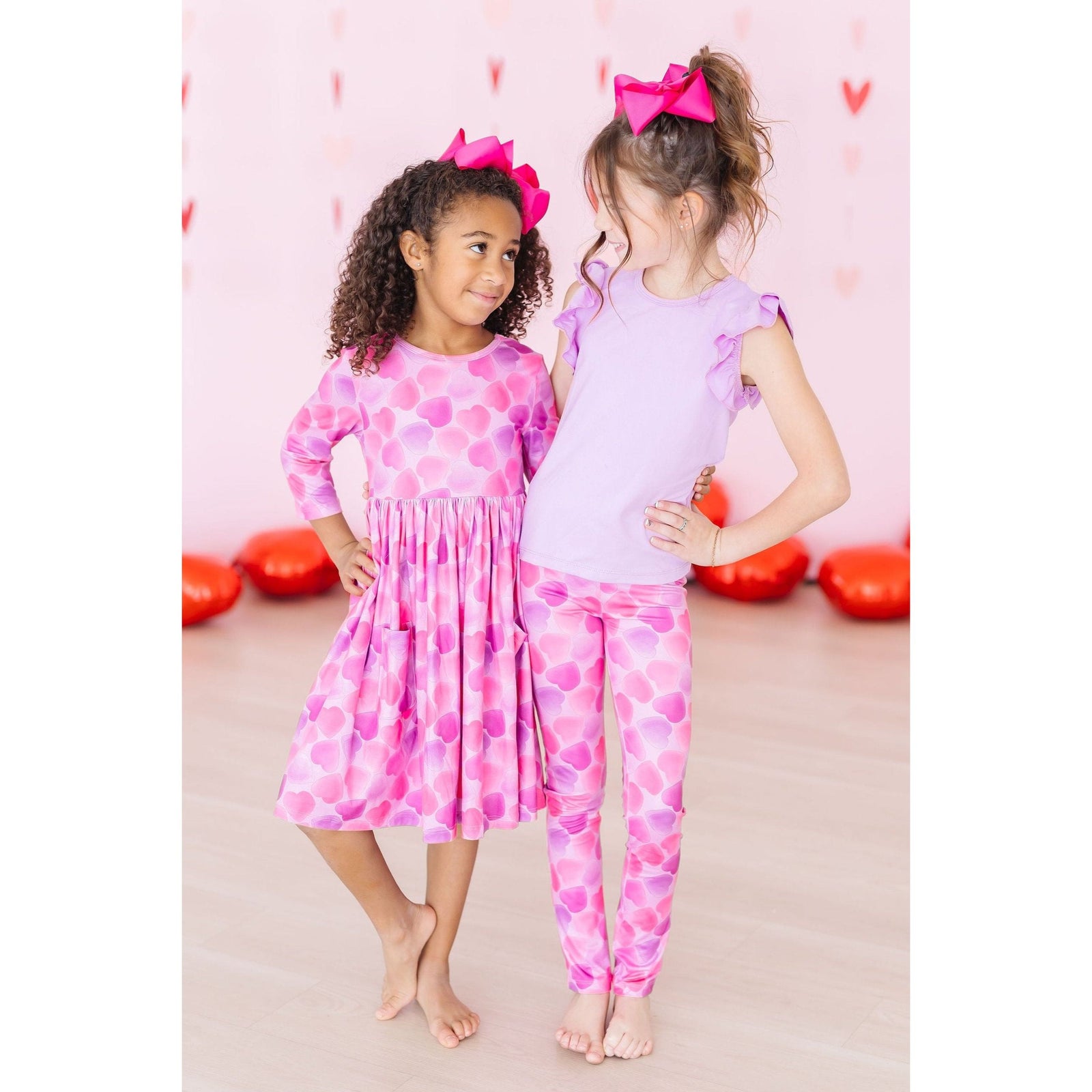 Happy Heart Day 3/4 Sleeve Pocket Twirl Dress