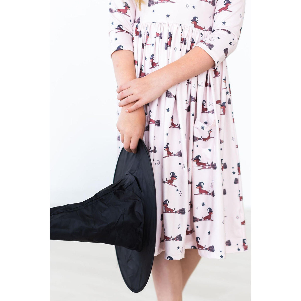 Happy Howl-oween 3/4 Sleeve Pocket Twirl Dress
