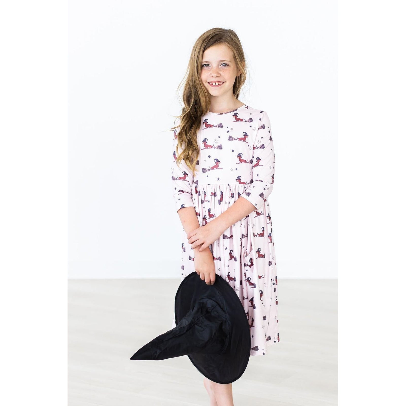 Happy Howl-oween 3/4 Sleeve Pocket Twirl Dress