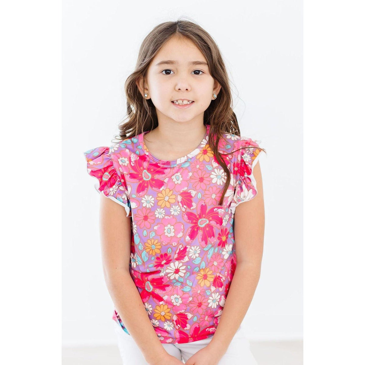 Hawaiian Floral S/S Ruffle Tee