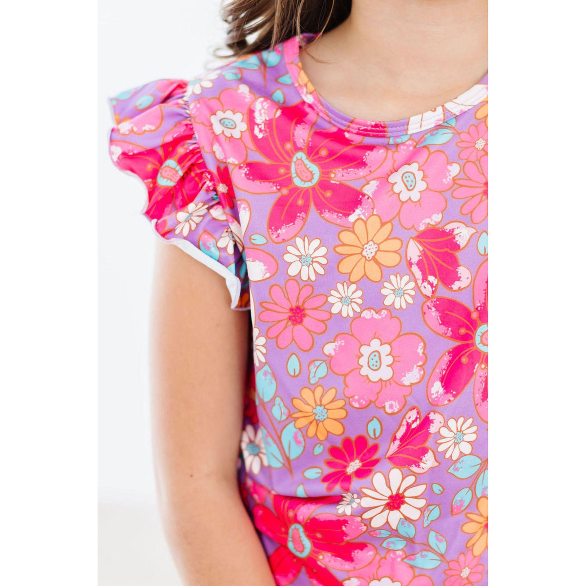 Hawaiian Floral S/S Ruffle Tee