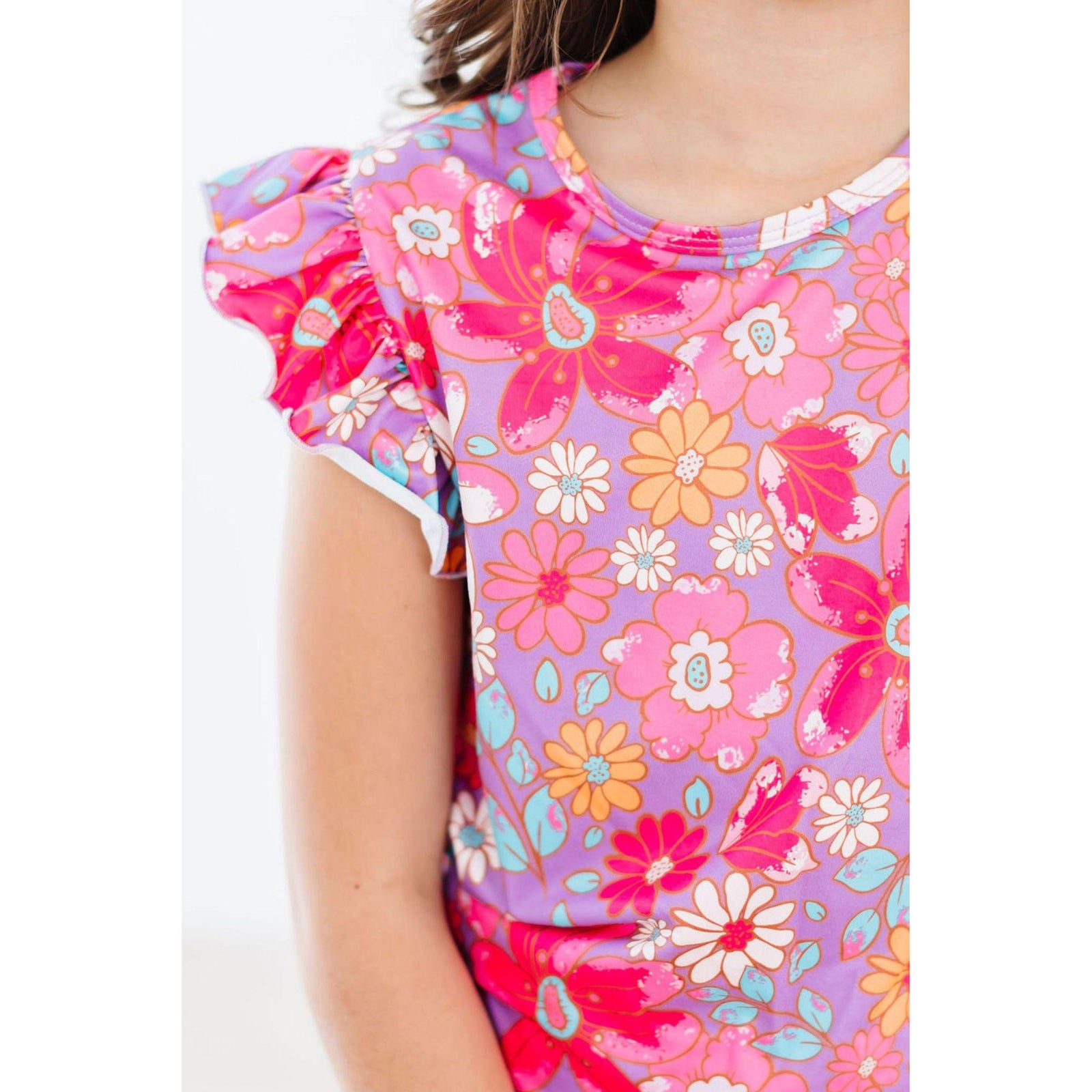 Hawaiian Floral S/S Ruffle Tee