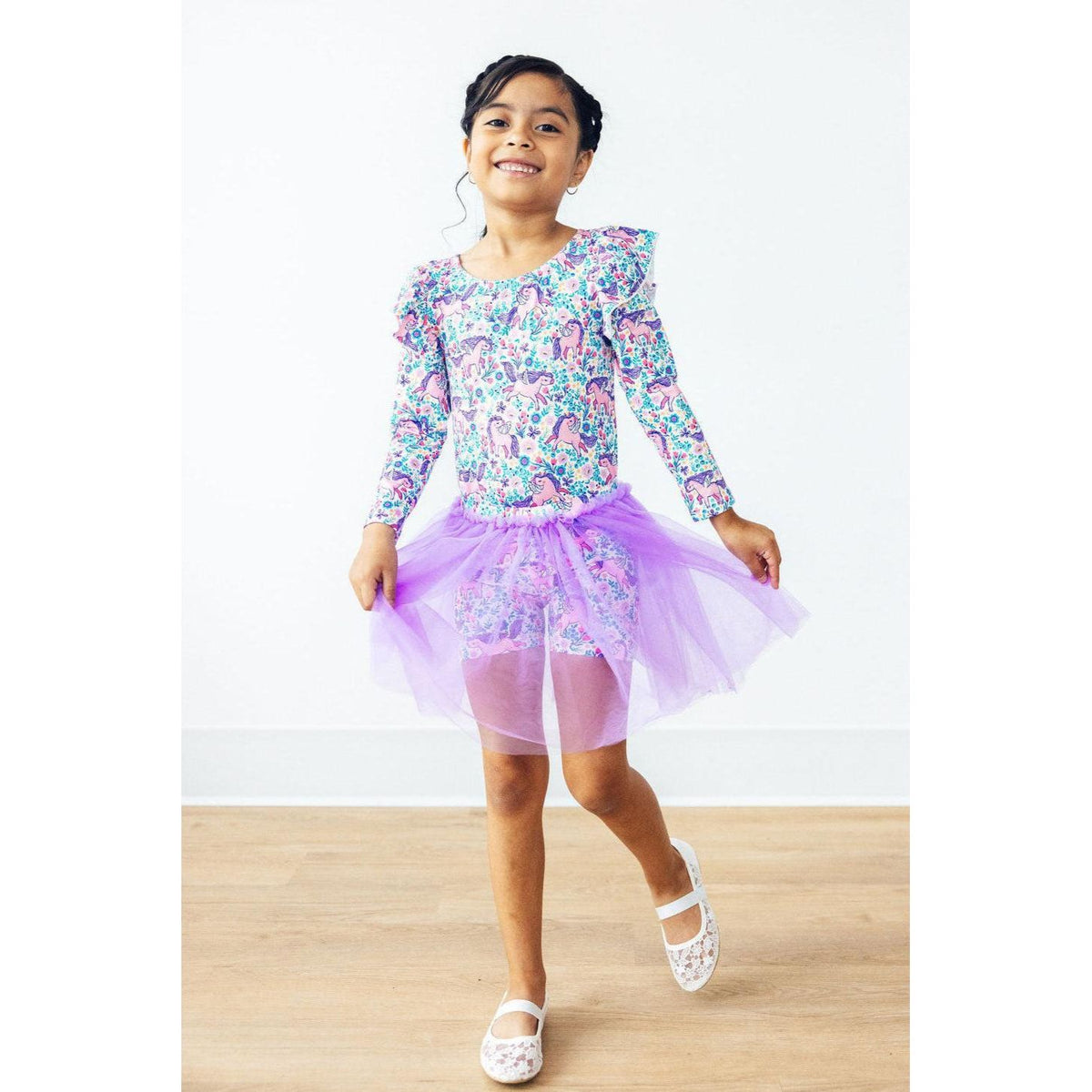 Head in the Clouds L/S Flutter Sleeve Leotard