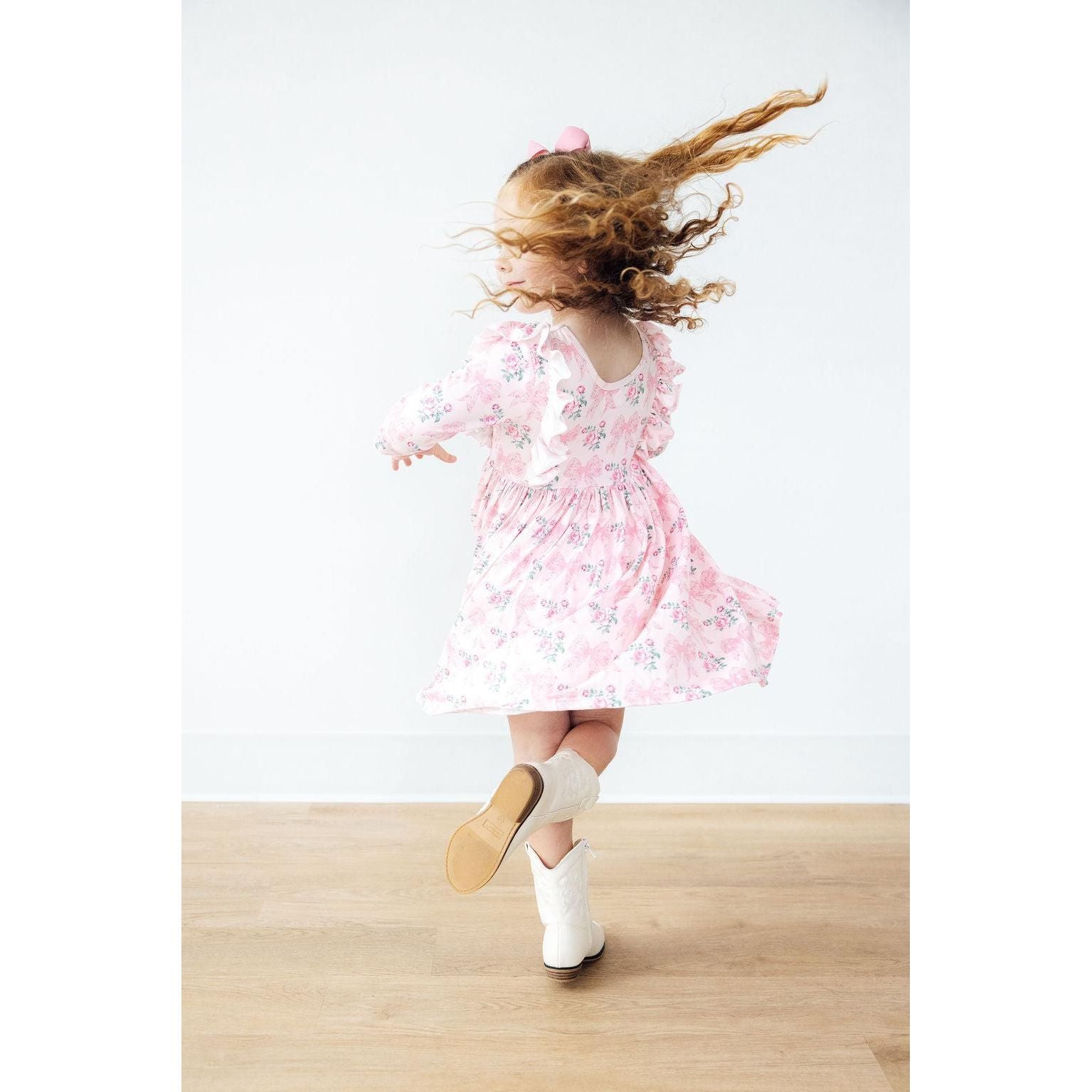 Heirloom Garden 3/4 Sleeve Ruffle Twirl Dress