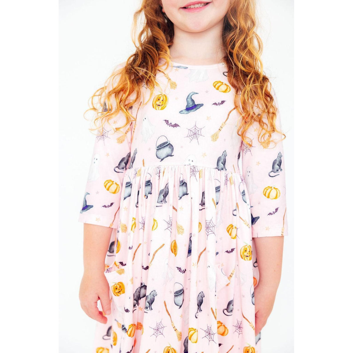 Hey Boo 3/4 Sleeve Pocket Twirl Dress