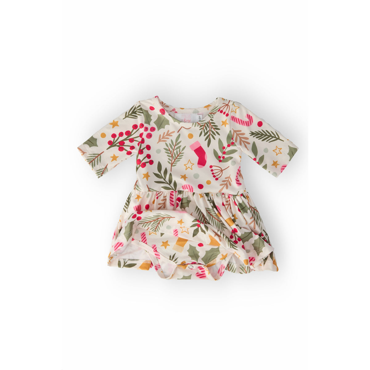 Holly Jolly Christmas 3/4 Sleeve Twirl Bodysuit
