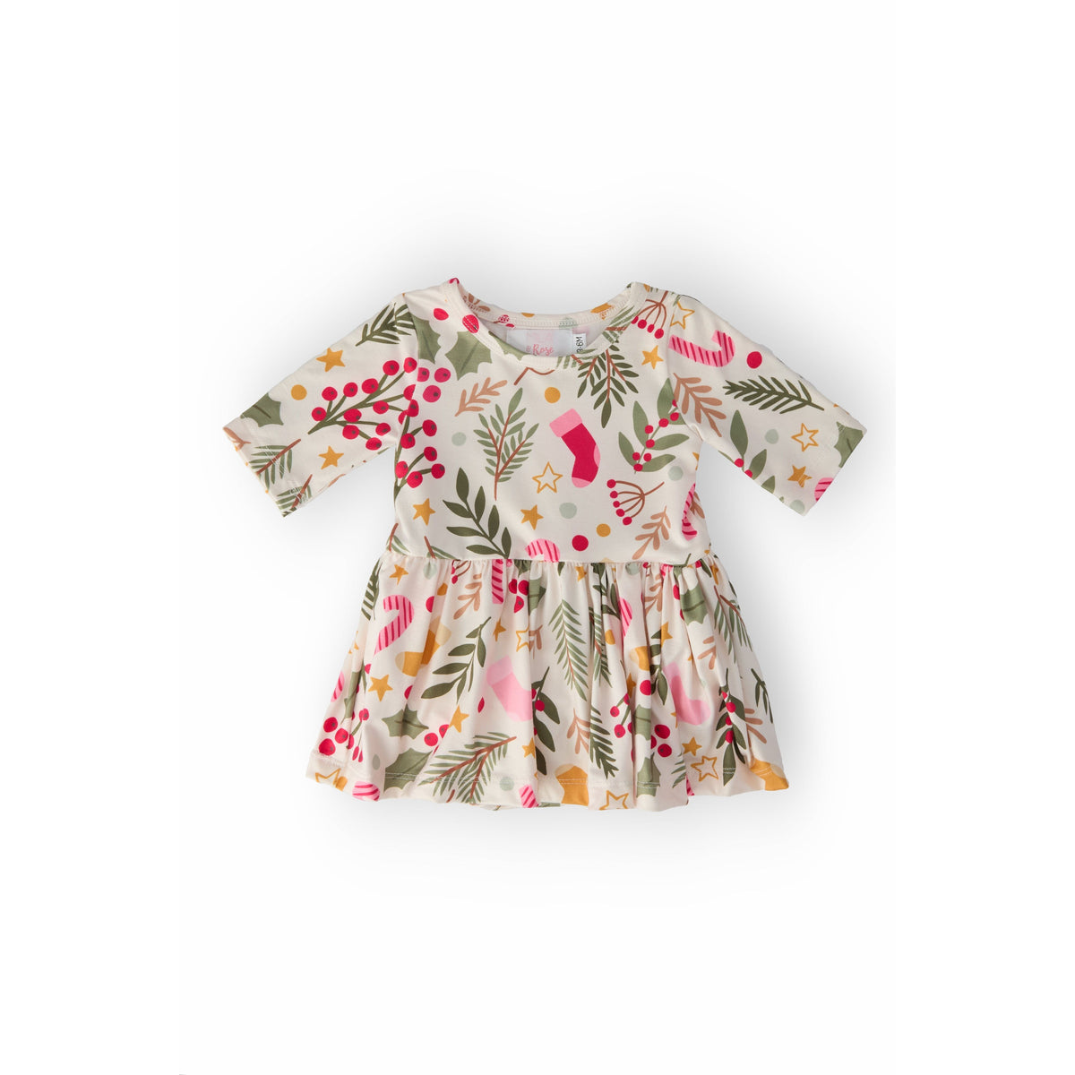 Holly Jolly Christmas 3/4 Sleeve Twirl Bodysuit
