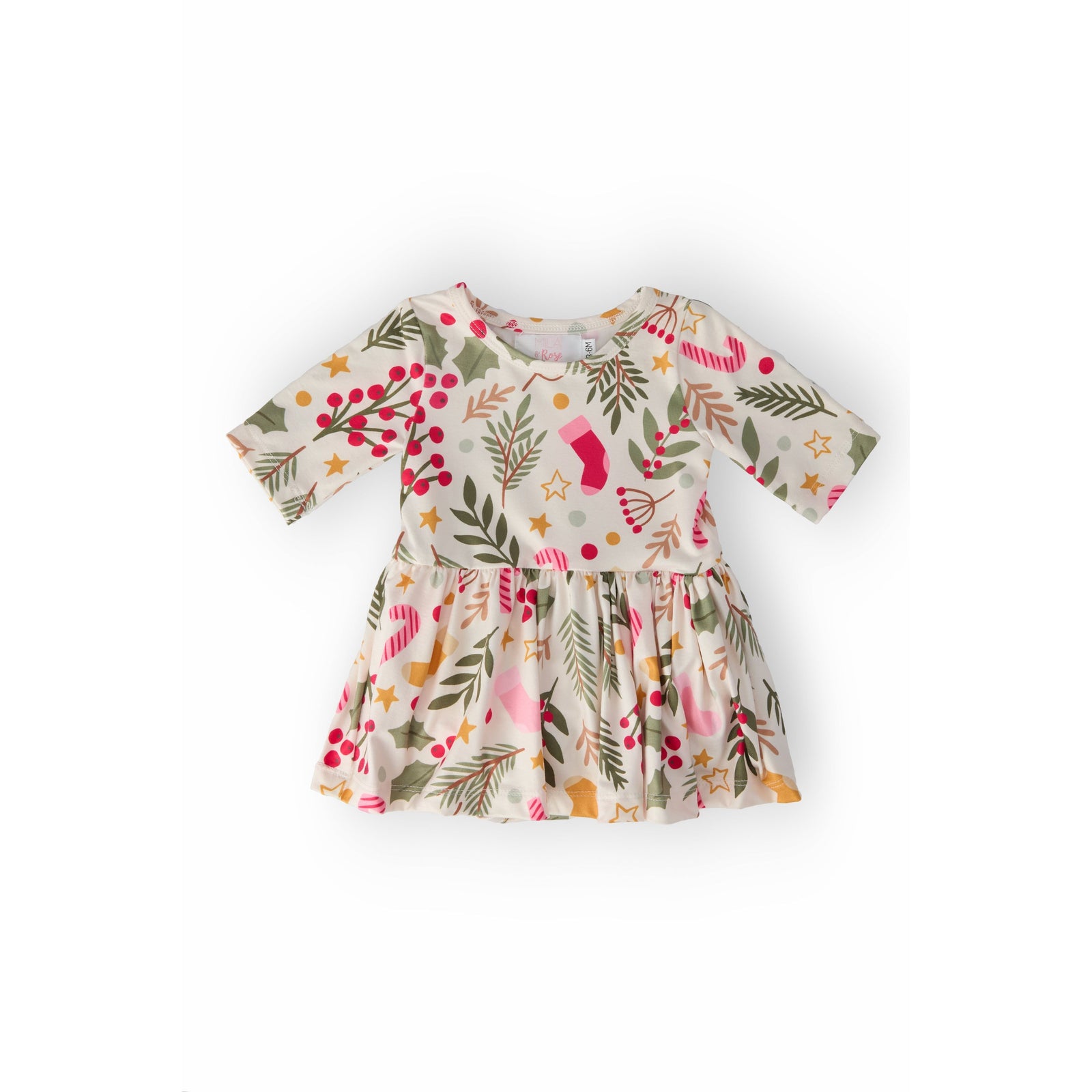 Holly Jolly Christmas 3/4 Sleeve Twirl Bodysuit