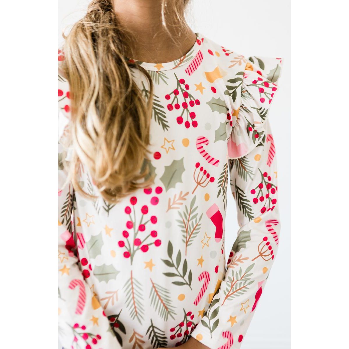 Holly Jolly Christmas L/S Ruffle Tee