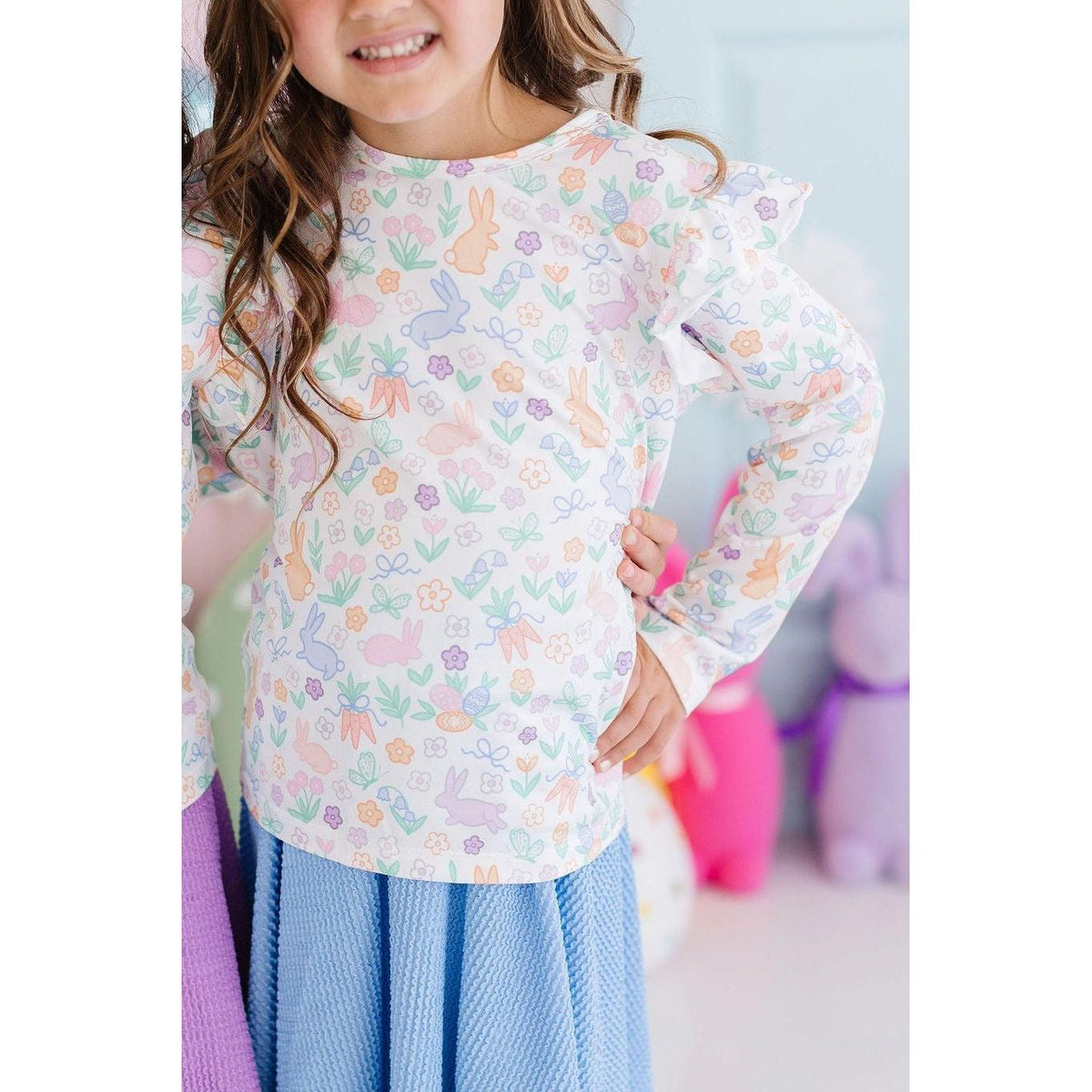 Hoppy Easter L/S Ruffle Tee