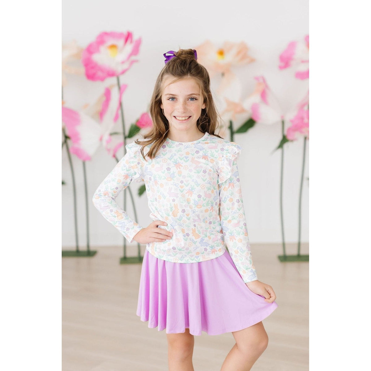 Hoppy Easter L/S Ruffle Tee