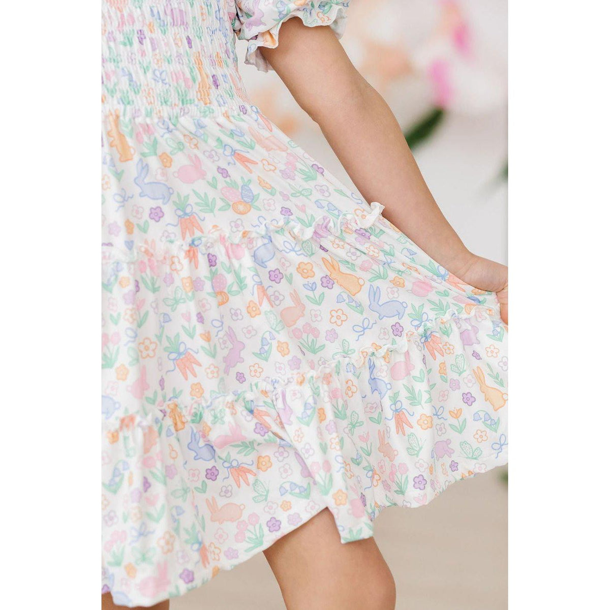 Hoppy Easter Smocked Ruffle Dress