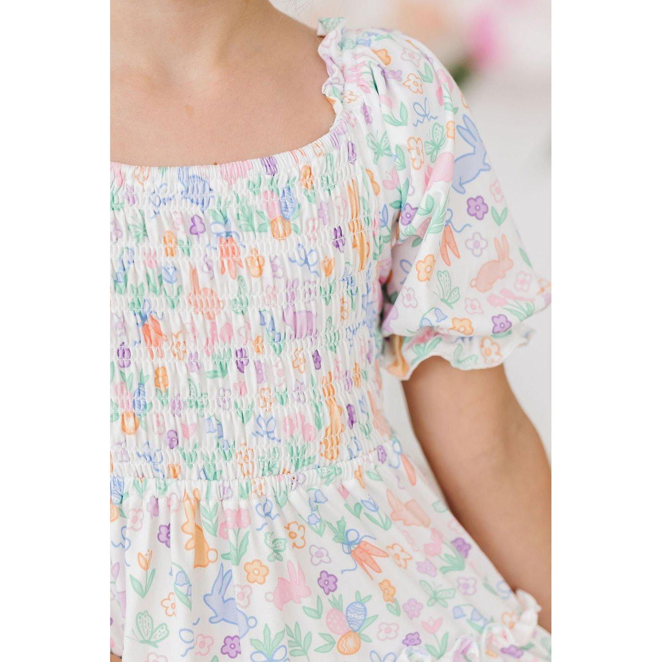 Hoppy Easter Smocked Ruffle Dress