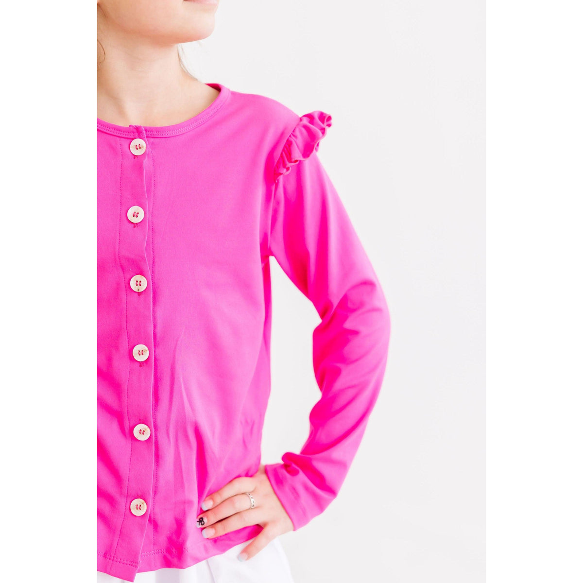 Hot Pink Ruffle Cardigan