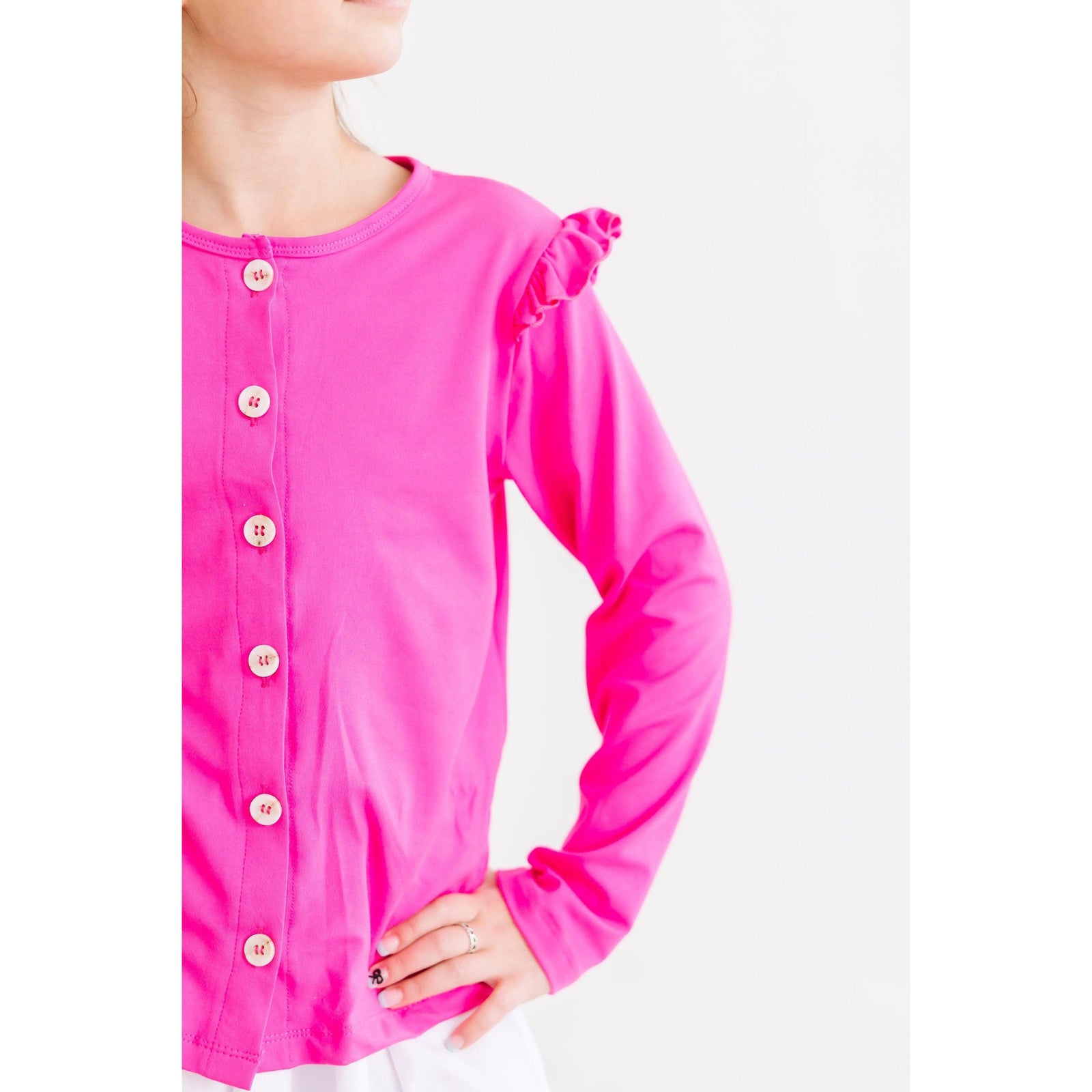 Hot Pink Ruffle Cardigan