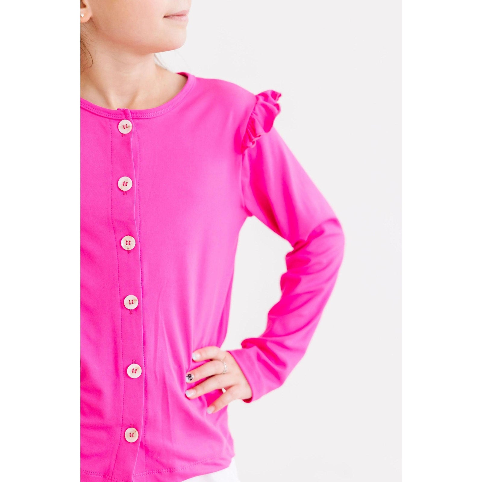 Hot Pink Ruffle Cardigan