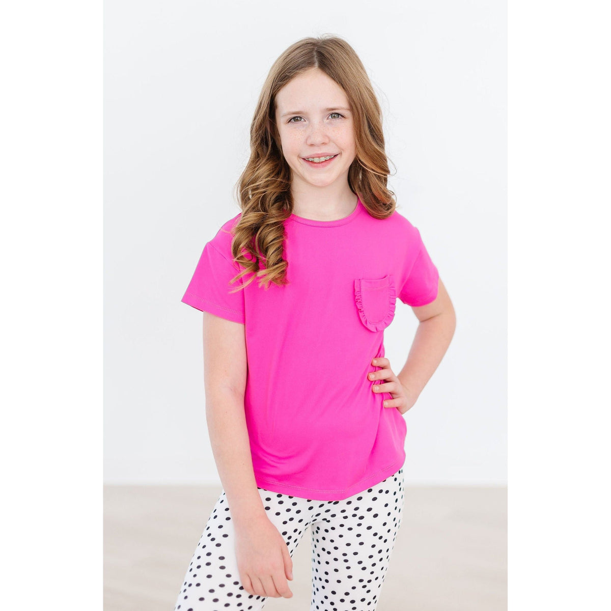 Hot Pink Ruffle Pocket Tee