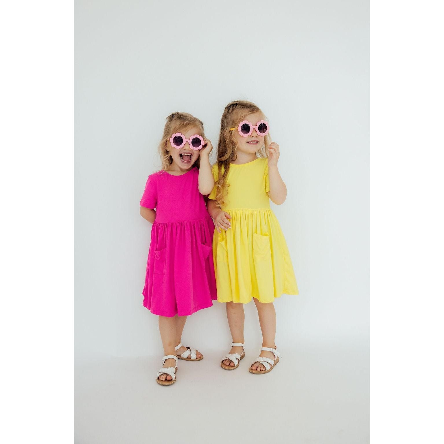 Yellow S/S Pocket Twirl Dress