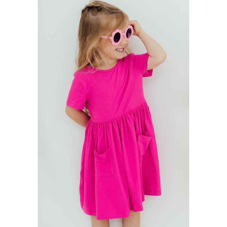 Hot Pink S/S Pocket Twirl Dress