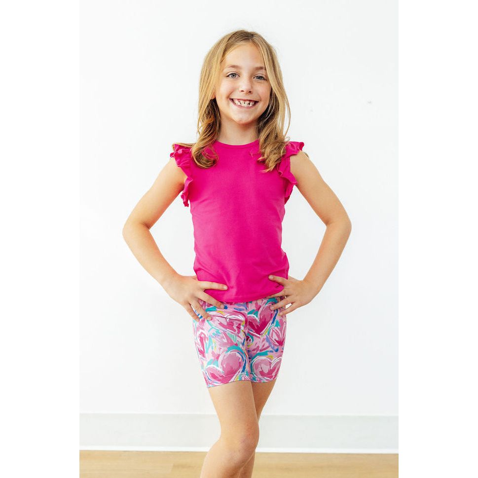Hot Pink S/S Ruffle Tee