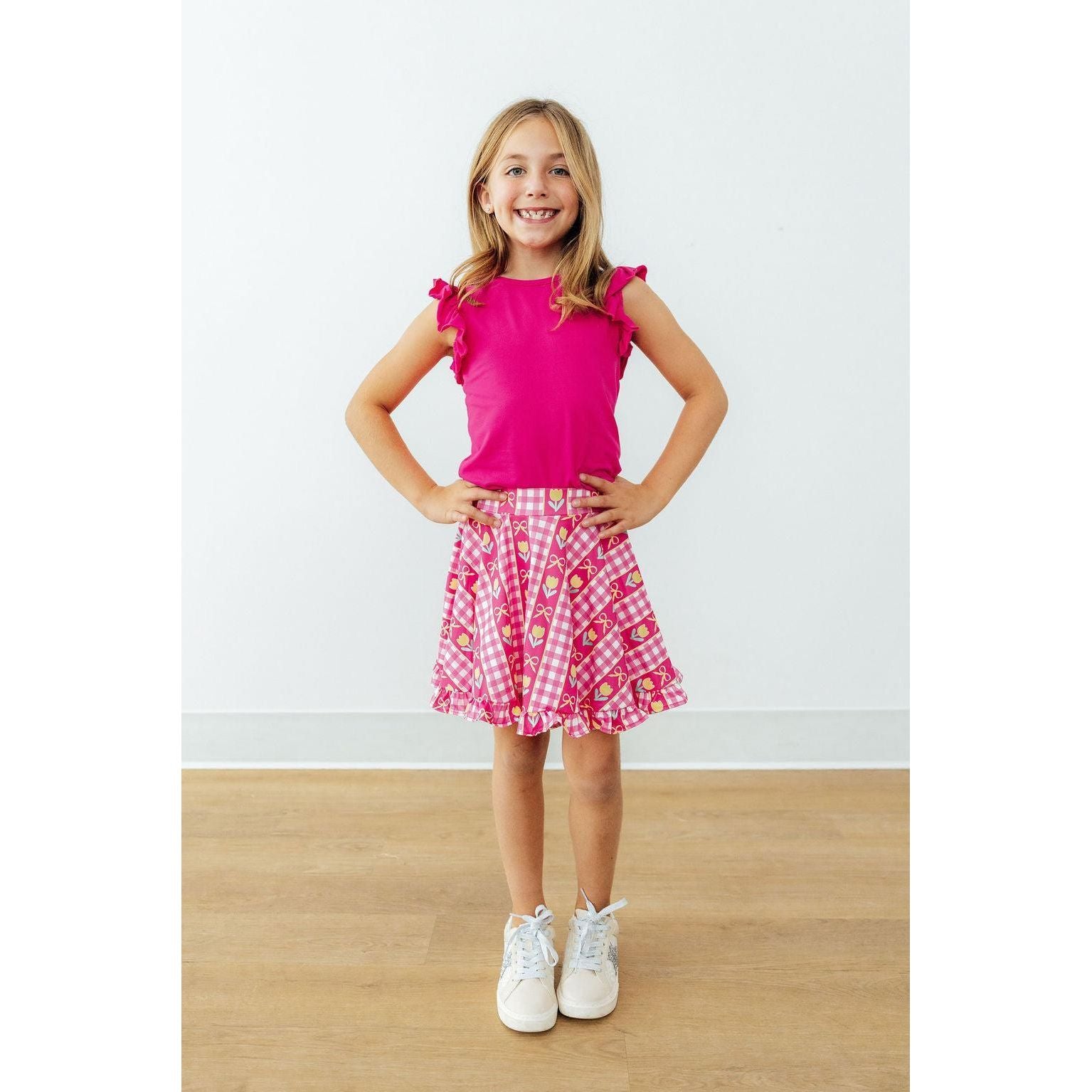 Hot Pink S/S Ruffle Tee