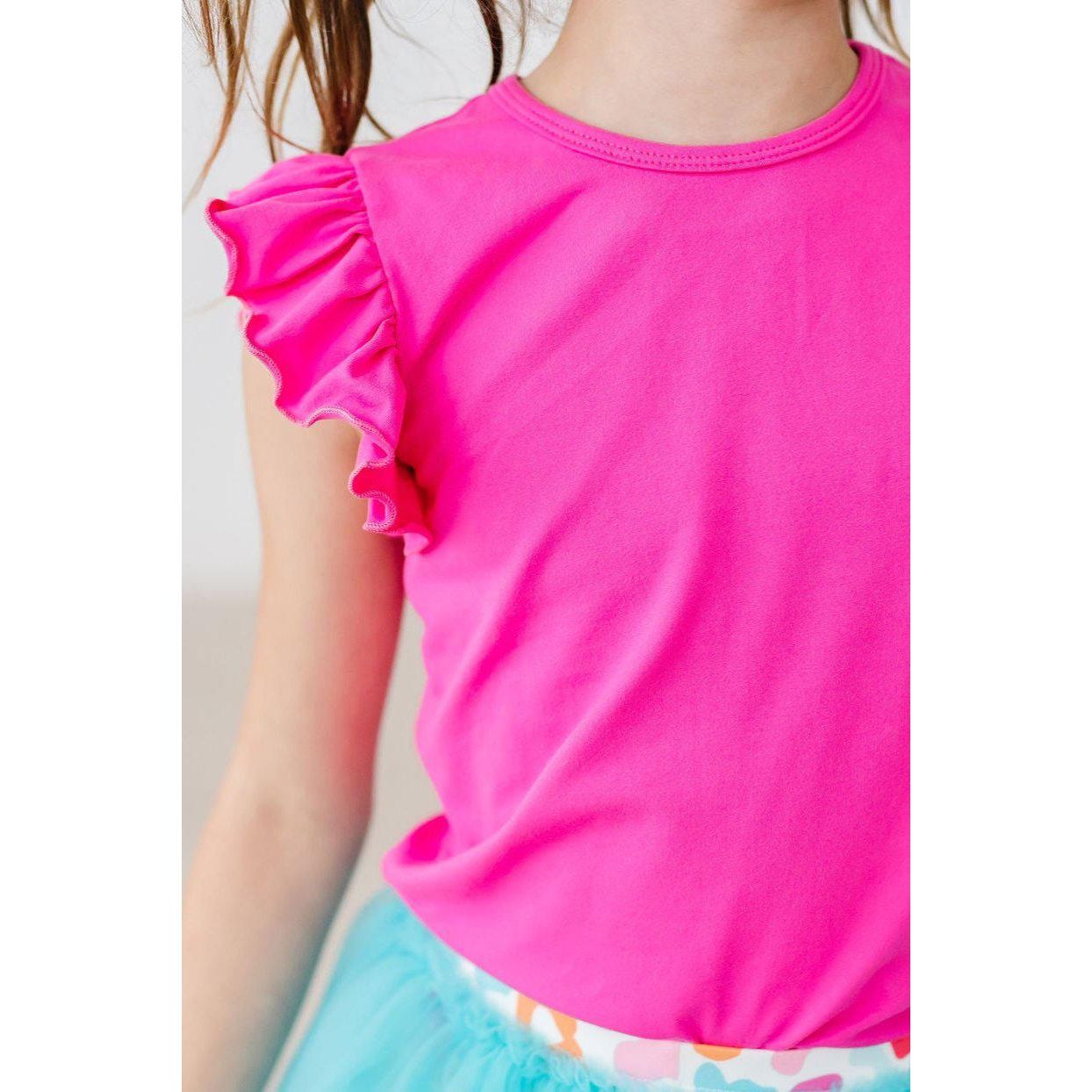 Hot Pink S/S Ruffle Tee