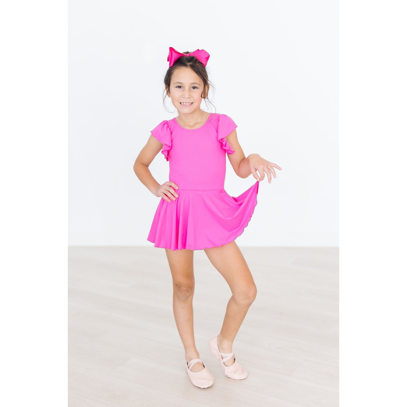 Hot Pink S/S Twirl Leotard
