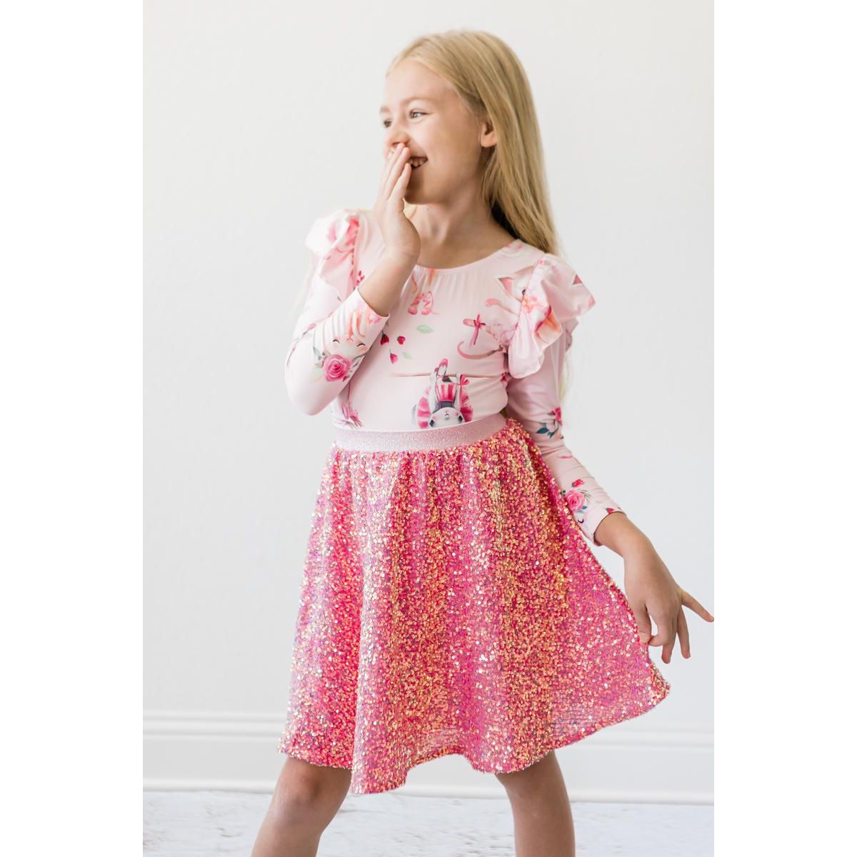 Hot Pink Sequin Twirl Skort