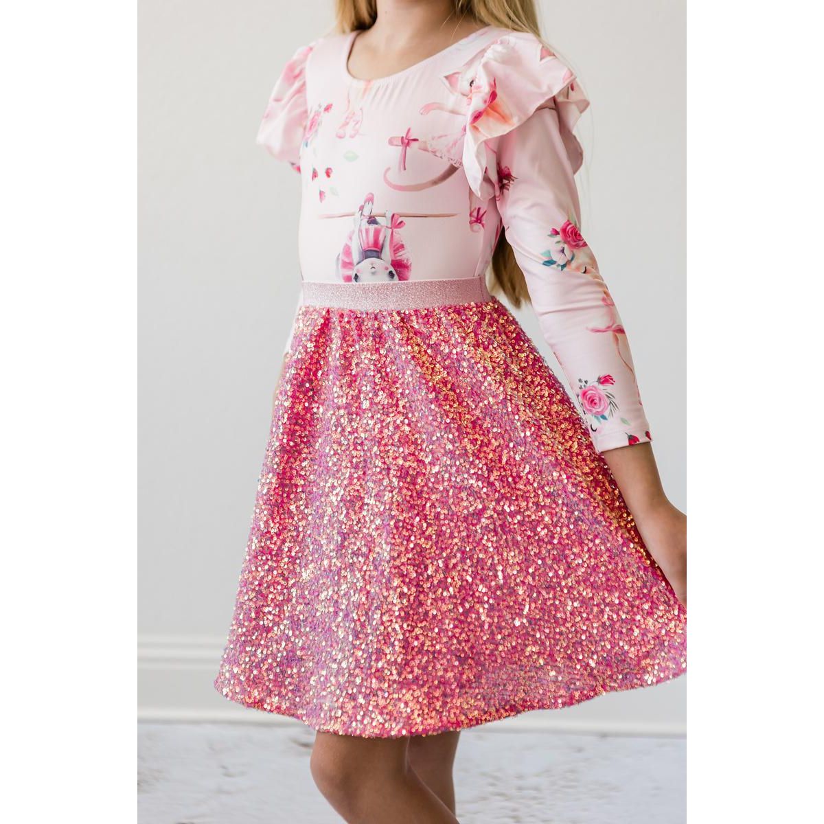 Hot Pink Sequin Twirl Skort