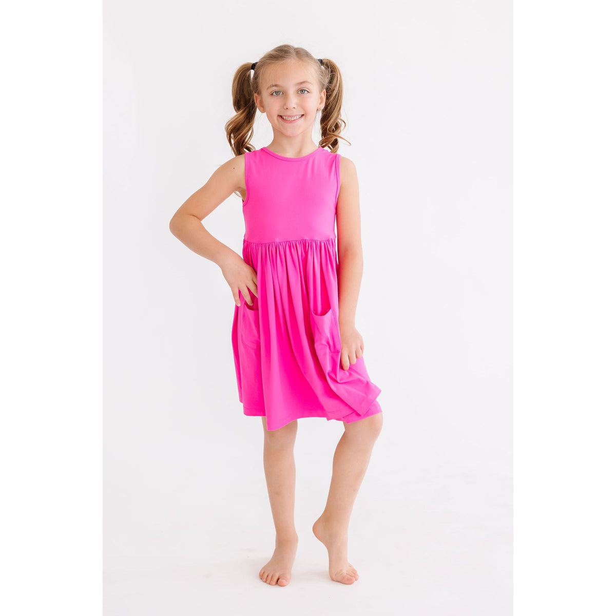 Hot Pink Tank Pocket Twirl Dress