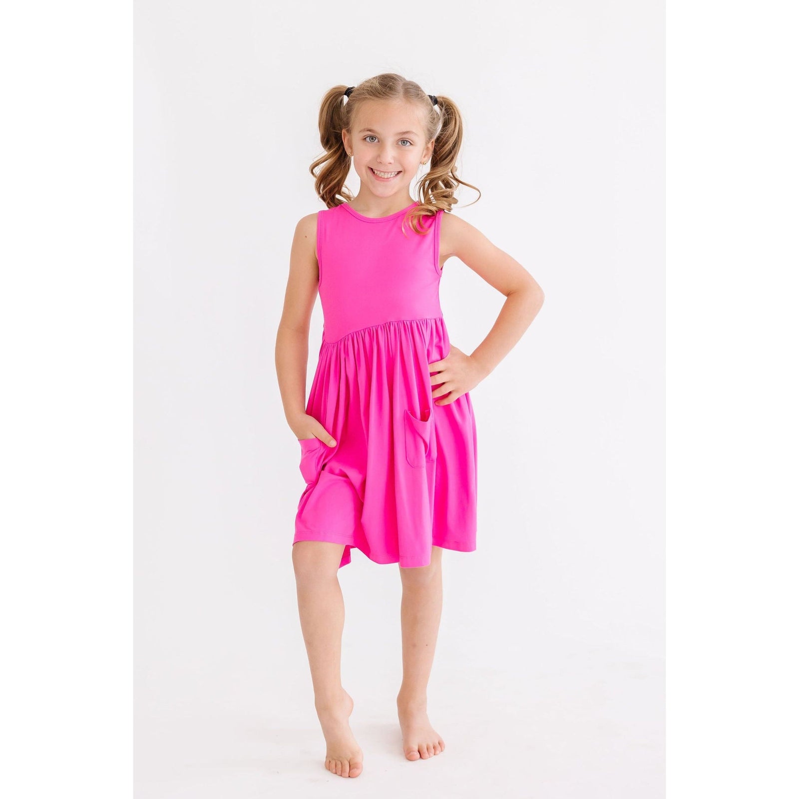 Hot Pink Tank Pocket Twirl Dress