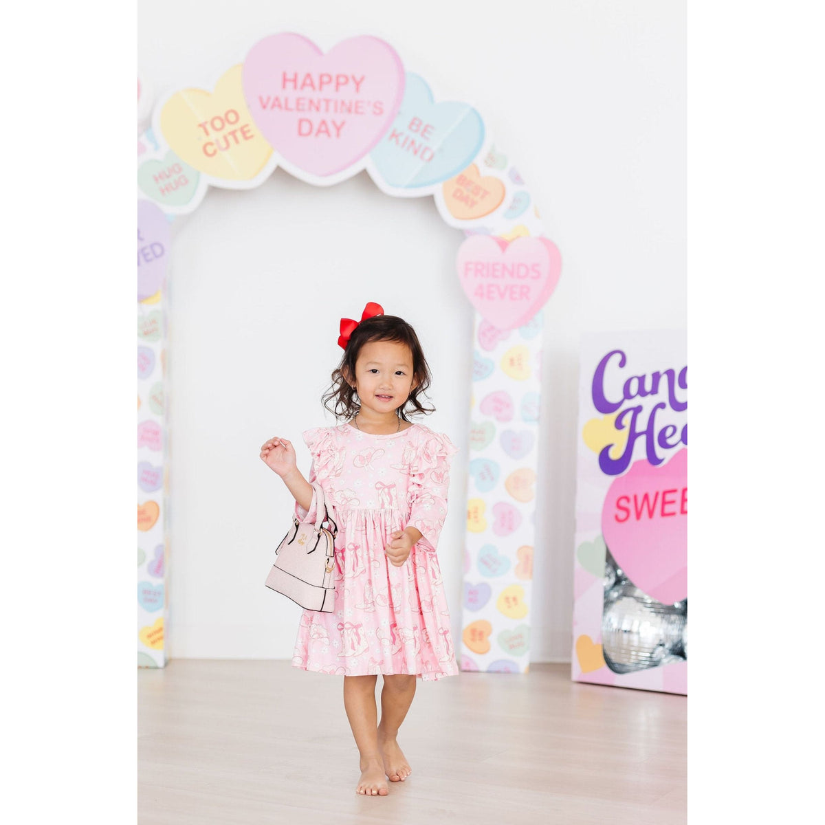 Howdy 3/4 Sleeve Ruffle Twirl Dress