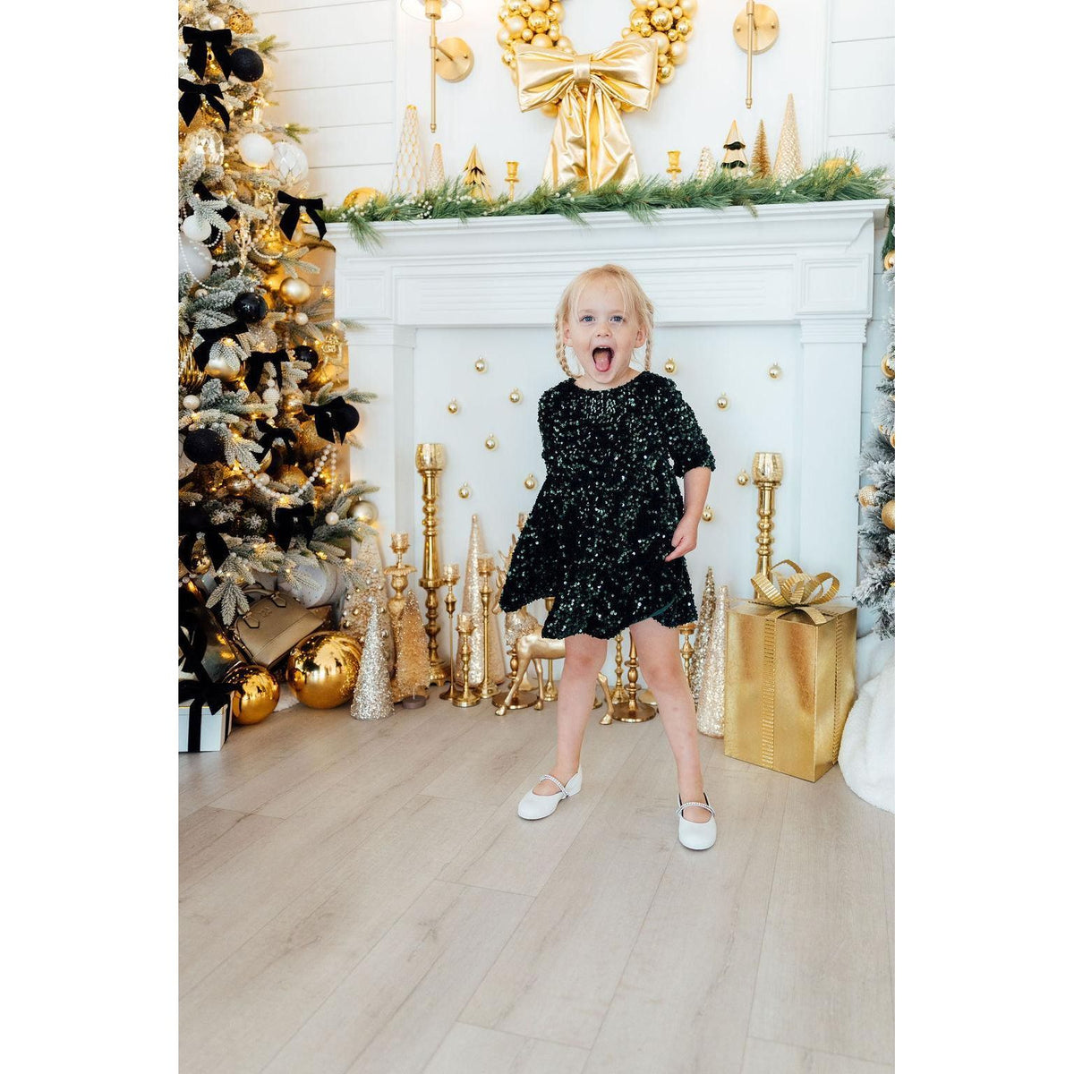 Hunter Green Velvet Sequin Dress
