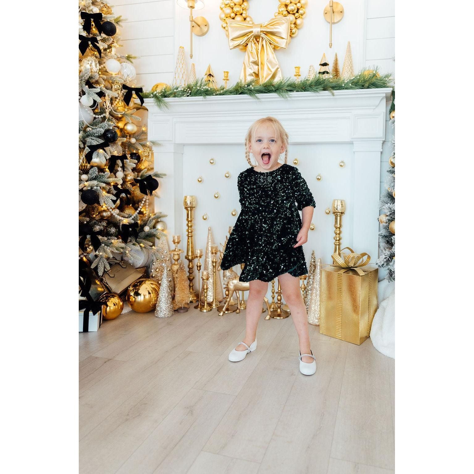 Hunter Green Velvet Sequin Dress