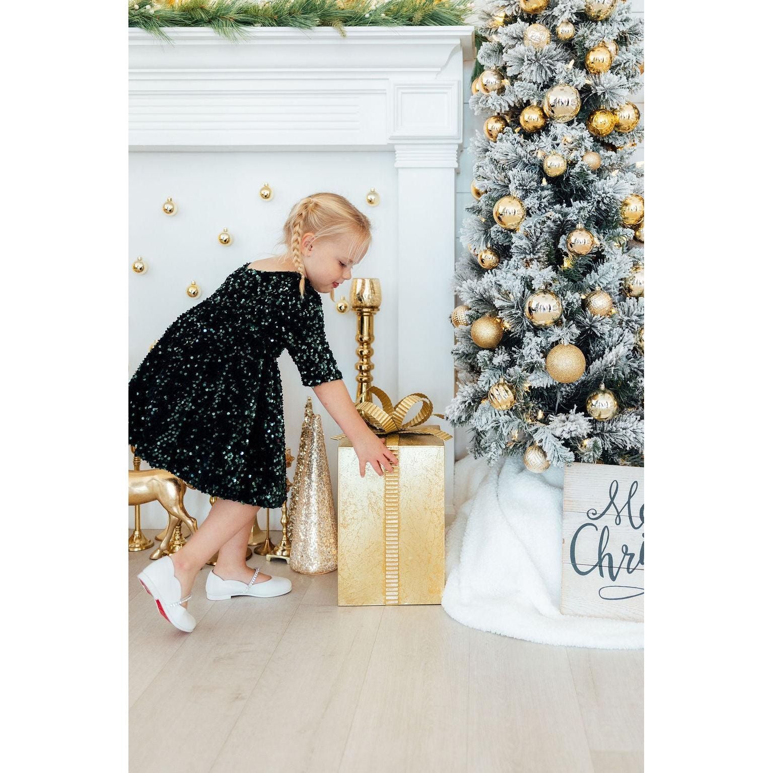 Hunter Green Velvet Sequin Dress